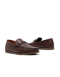 Mocasín casual para hombre en cuero azul con herraje tejido REF 02TITO