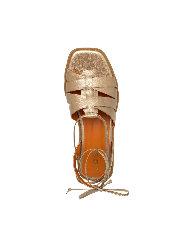 Sandalia plana tipo romana en cuero,  REF AKA1725