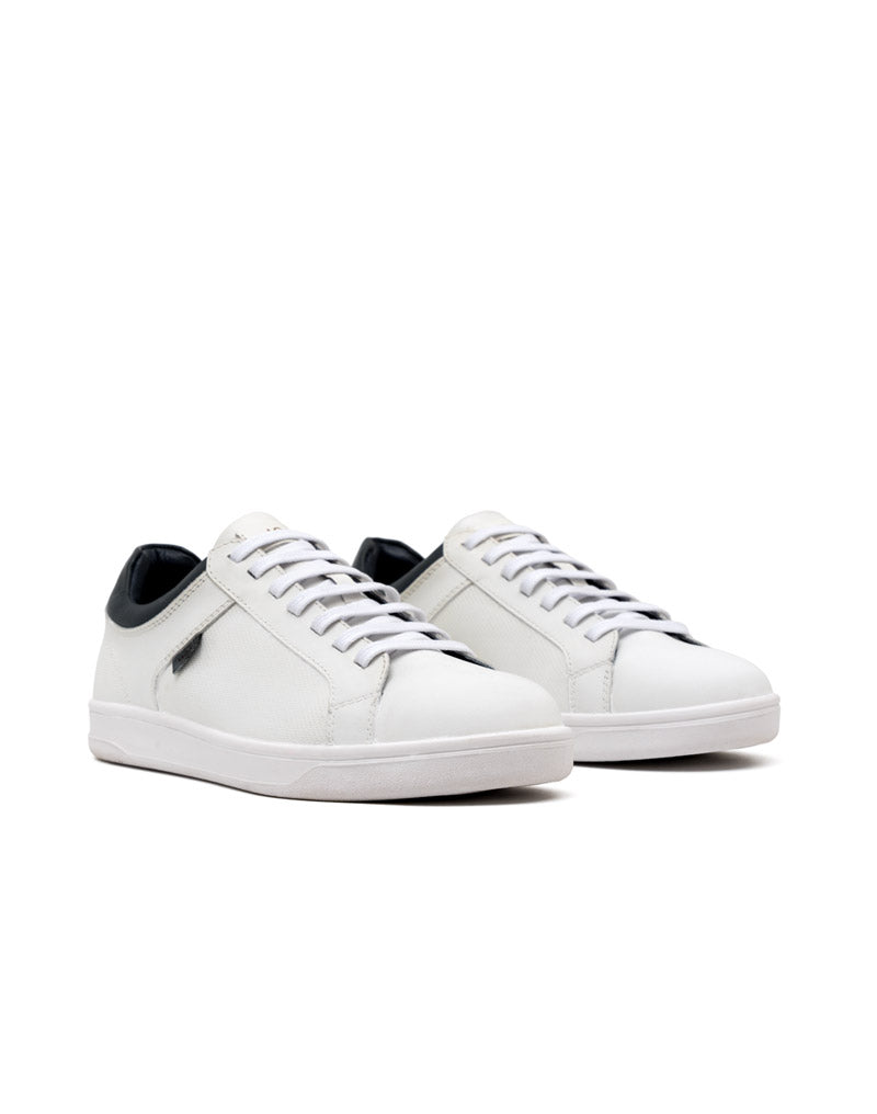 Zapato deportivo  en cuero blanco – Josh - Color Blanco x Azul