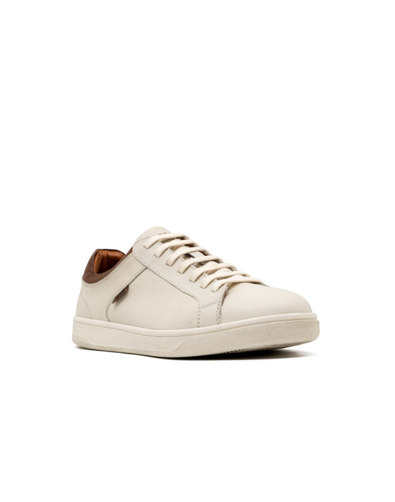 Zapato deportivo  en cuero blanco – Josh - Color Blanco x Marrón