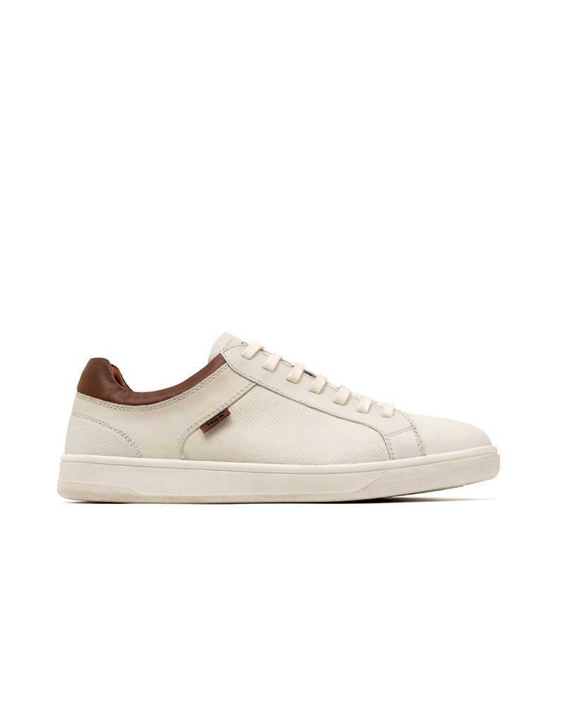Zapato deportivo  en cuero blanco – Josh - Color Blanco x Marrón