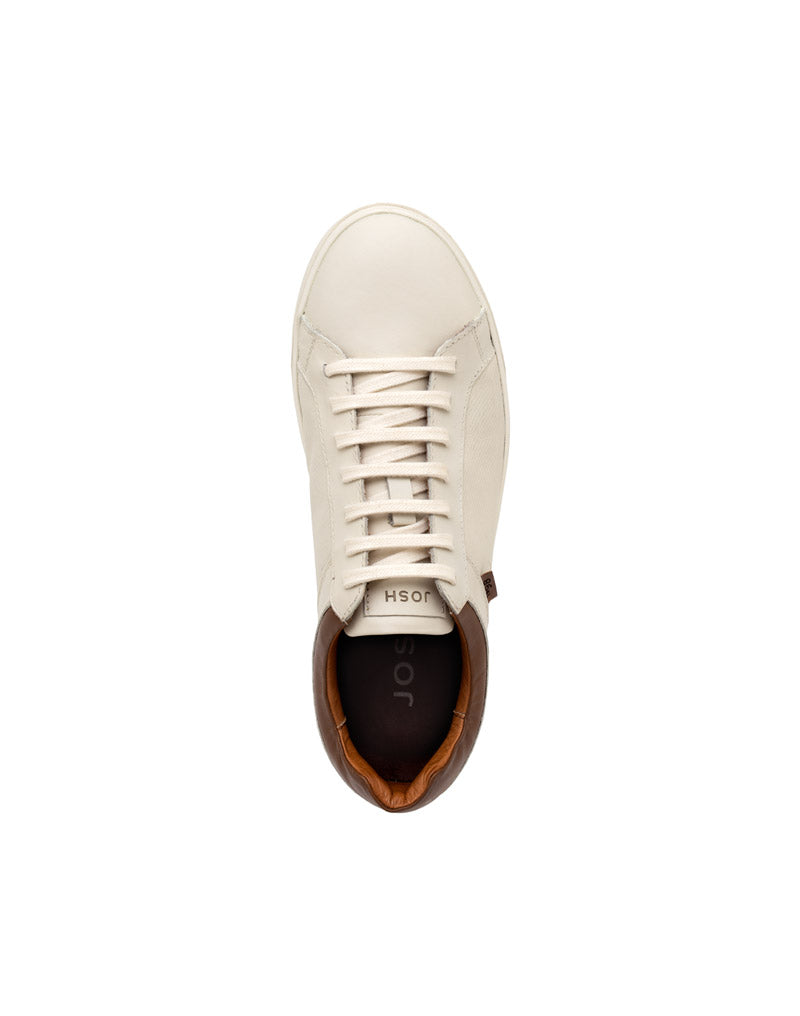 Zapato deportivo  en cuero blanco – Josh - Color Blanco x Marrón