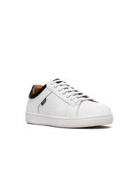 Zapato deportivo para hombre en cuero color blanco por negro