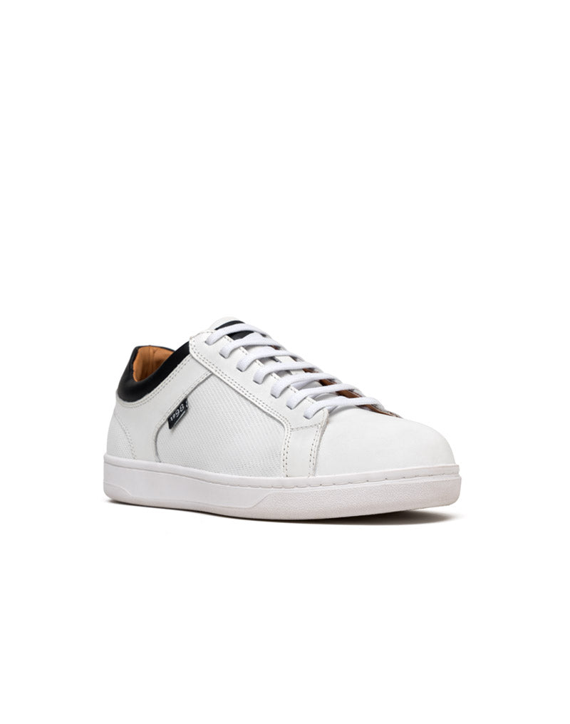 Zapato deportivo para hombre en cuero color blanco por negro
