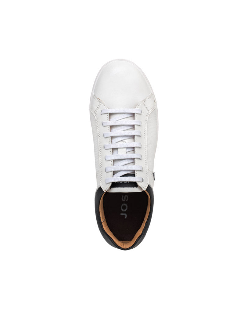 Zapato deportivo para hombre en cuero color blanco por negro