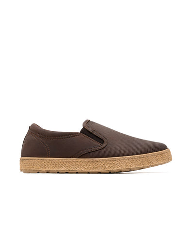 Mocasín tipo espadrille  en cuero café nobuck – Josh - Color Café