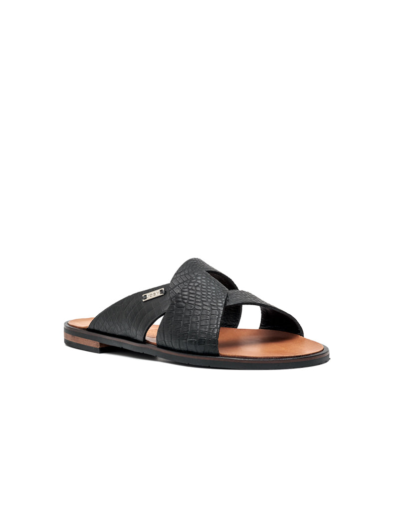 Sandalia plana versátil y moderna en cuero,  REF CLE1141