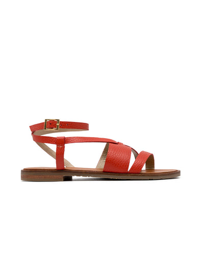 Sandalia plana femenina y sofisticada en cuero,  color Negro – Josh - Color Pardo