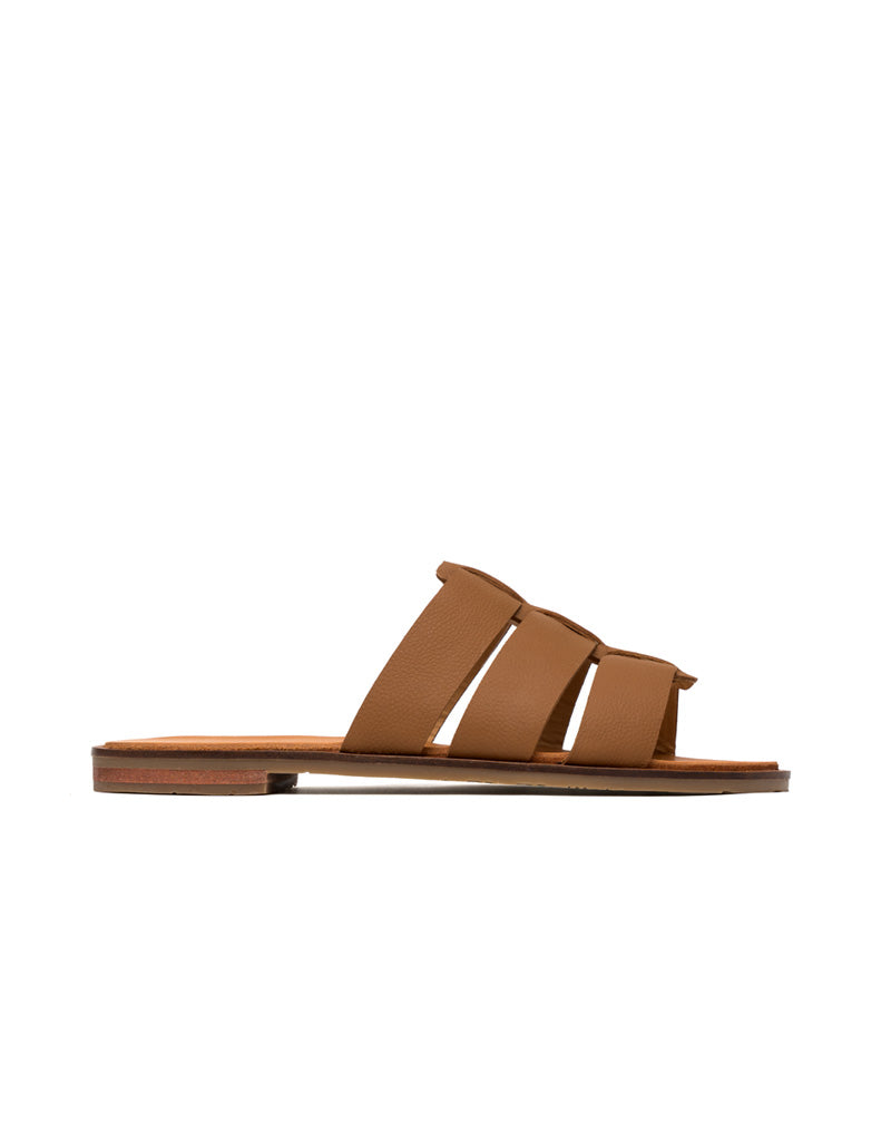 Sandalia plana en cuero color Miel para Mujer Marca JOSH - REF CLE1855
