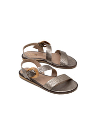 Sandalia plana de hebilla asimétrica en cuero  REF COA1652LJ