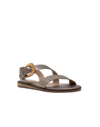 Sandalia plana de hebilla asimétrica en cuero  REF COA1652LJ