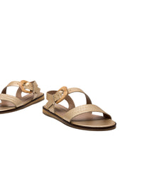 Sandalia plana de hebilla asimétrica en cuero  REF COA1652LJ