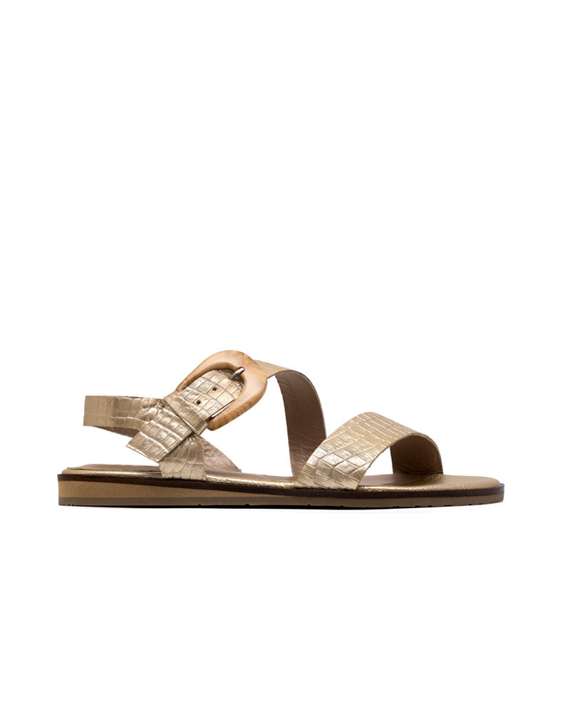 Sandalia plana de hebilla asimétrica en cuero  REF COA1652LJ