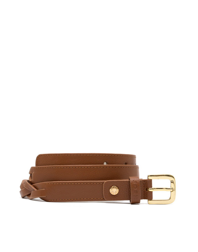 Correa en cuero trenzada para dama color miel REF CRMJ020
