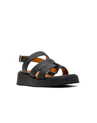 Sandalia plataforma de cuero  en Bronce – Josh - Color Negro