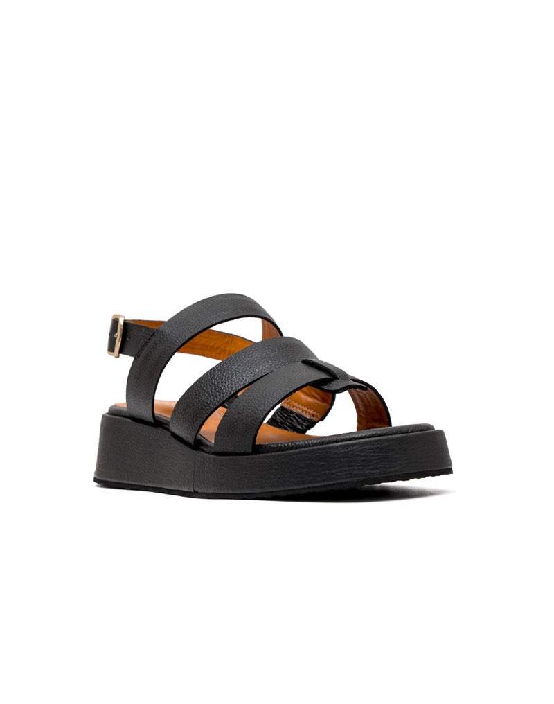 Sandalia plataforma de cuero  en Bronce – Josh - Color Negro