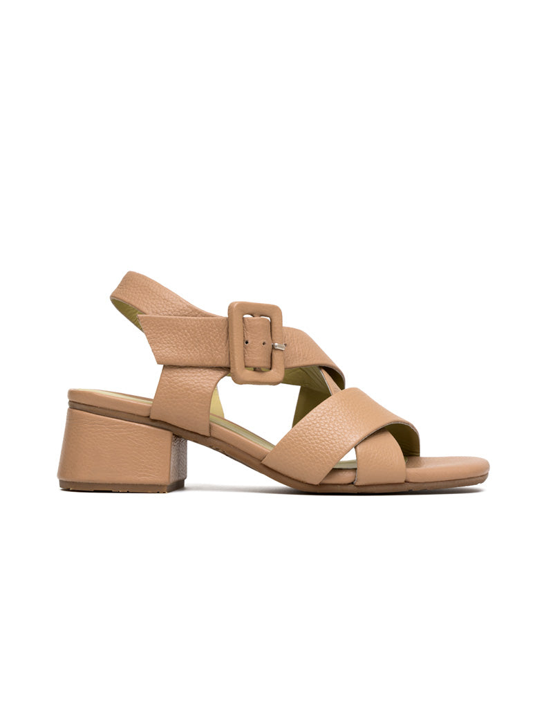 Sandalia de Tacón Grueso en Cuero color Capuchino para Mujer - Marca JOSH Ref. SEE1832