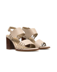 Sandalia tacón, sofisticada y artesanal para mujer color taupe