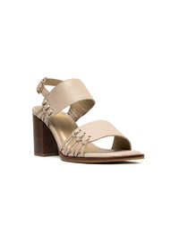 Sandalia tacón, sofisticada y artesanal para mujer color taupe