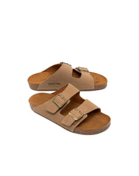 Sandalia casual de cuero 100% colombiano  en color arena – Josh - Color Cafe