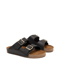 Sandalia casual de cuero 100% colombiano para hombre color negro