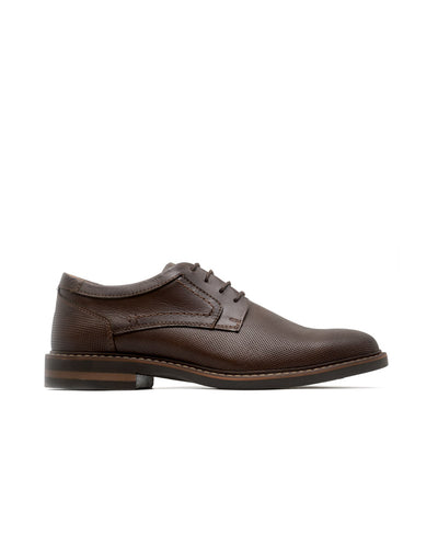 Zapato casual de cuero grabado  en color negro – Josh - Color Cognac