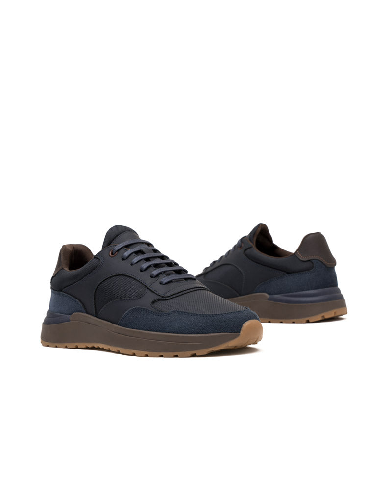 Zapato deportivo en cuero para hombre color azul