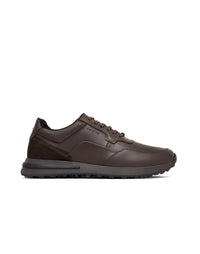 Zapato de cordon para hombre en cuero y textil en color Cafe
