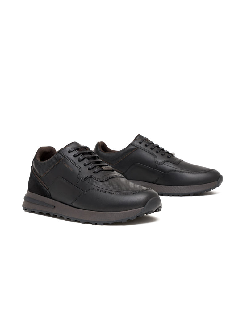 Zapato de cordon para hombre en cuero y textil REF HARL09