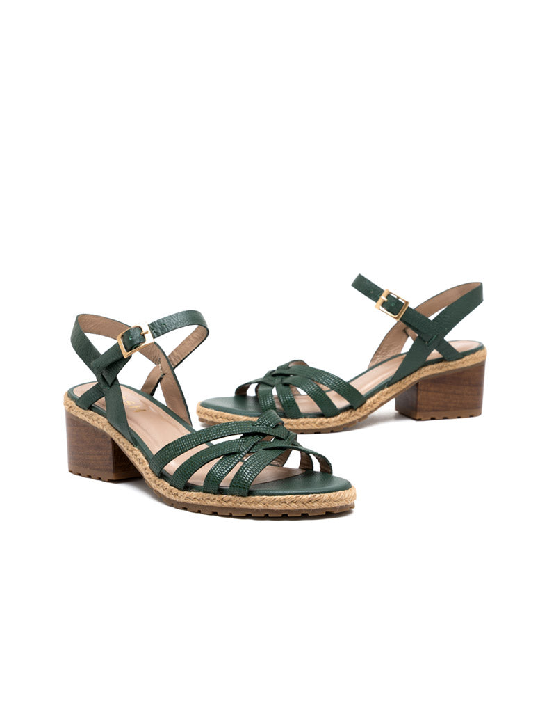 Sandalia tacón medio para mujer en cuero REF HNN1786