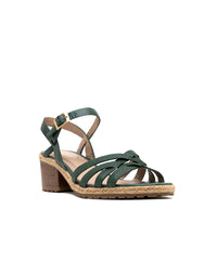 Sandalia tacón medio para mujer en cuero REF HNN1786