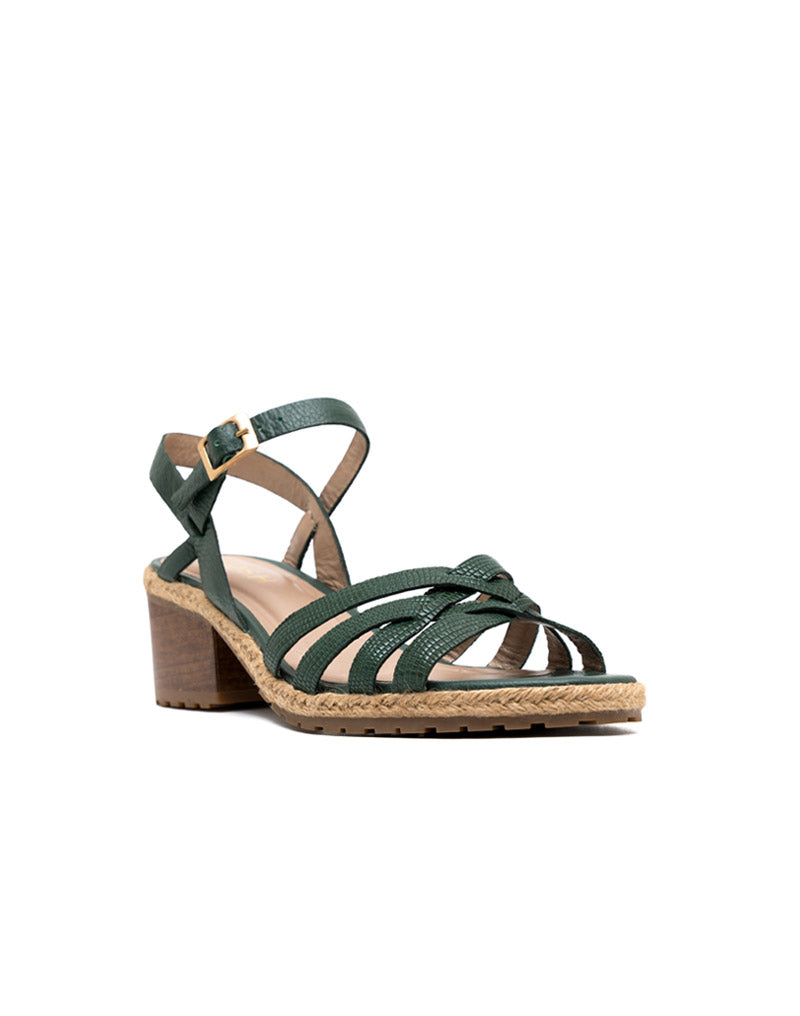 Sandalia tacón medio para mujer en cuero REF HNN1786