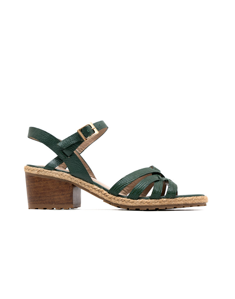 Sandalia tacón medio para mujer en cuero REF HNN1786