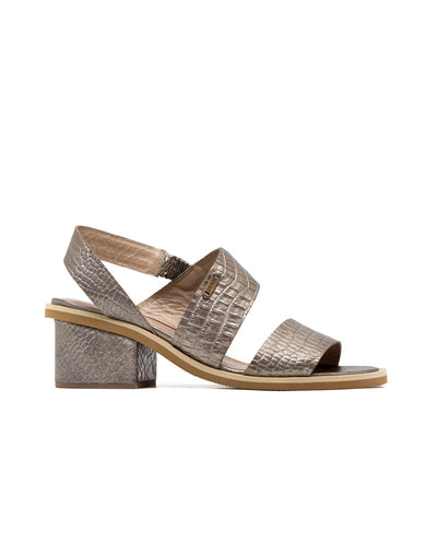 Sandalia tacón de cuero  en Dorado – Josh - Color Cobre