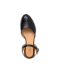 Zapato plano tipo tango sofisticado y femenino en cuero para mujer  color negro