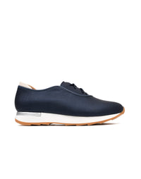 Tenis casuales de cuero texturizado para mujer color azul