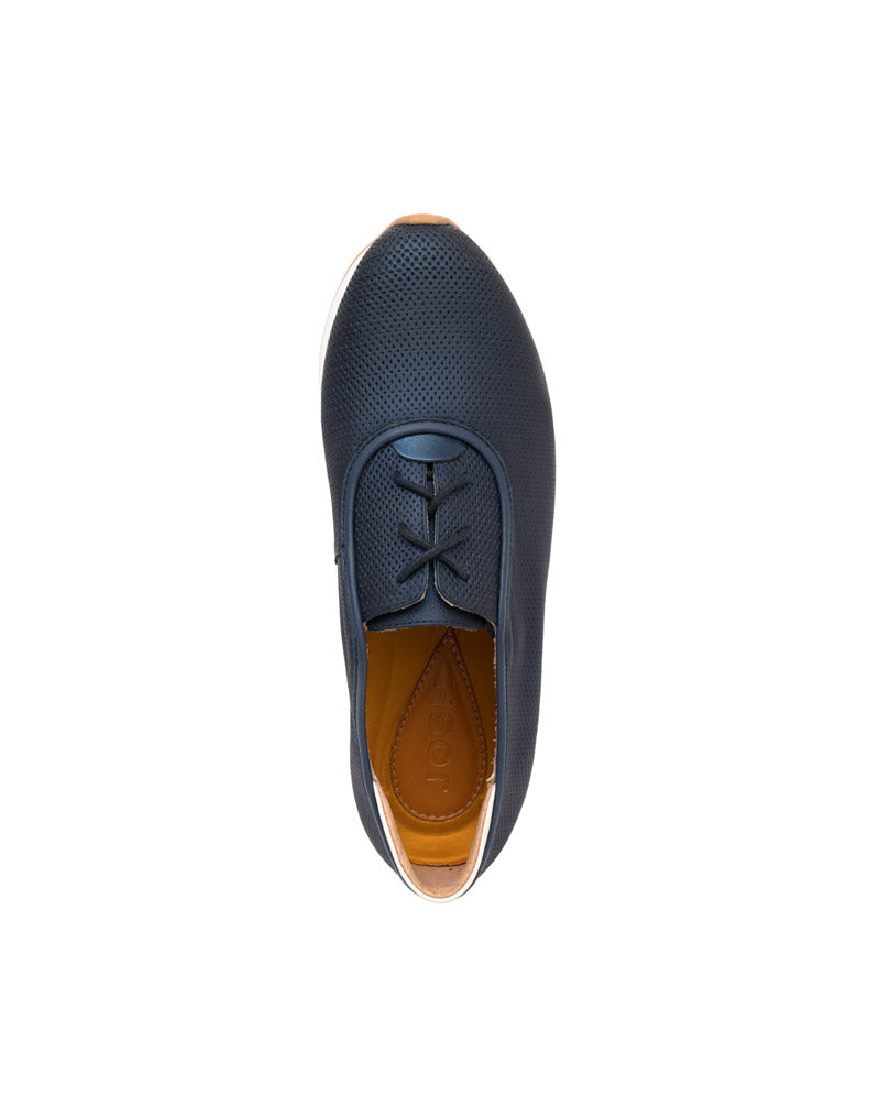 Tenis casuales de cuero texturizado para mujer color azul