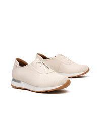 Tenis casuales de cuero texturizado para mujer  color blanco