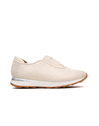 Tenis casuales de cuero texturizado para mujer  color blanco