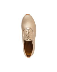 Tenis casuales de cuero texturizado para mujer color oro