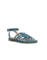 Sandalia plana bohemia con tejido artesanal para mujer color verde