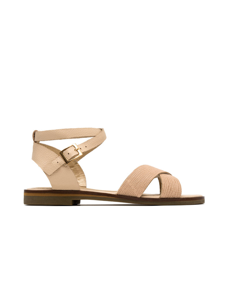 Sandalia plana para mujer en cuero REF LRS819