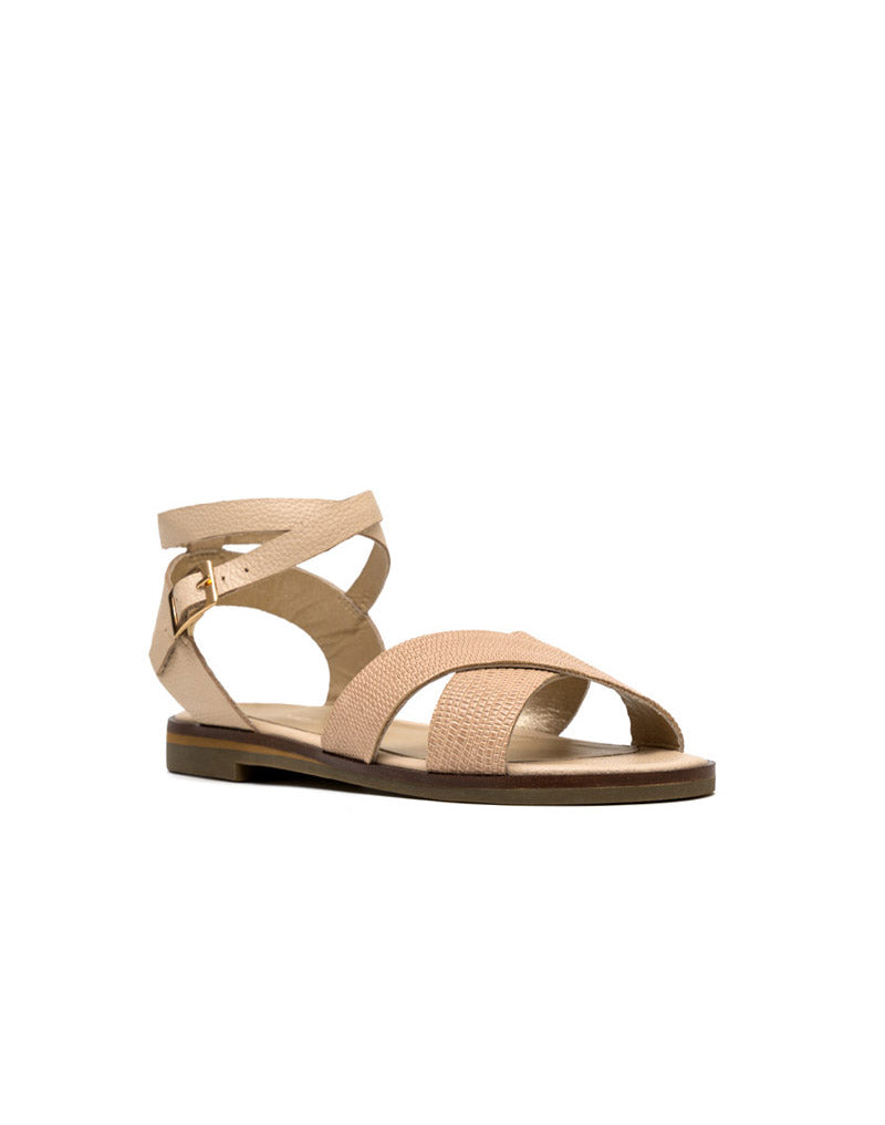 Sandalia plana para mujer en cuero REF LRS819