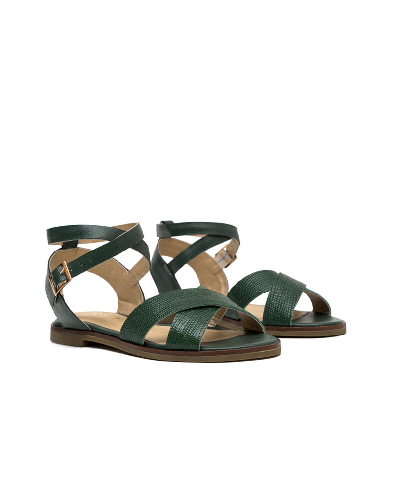 Sandalia plana para mujer en cuero REF LRS819