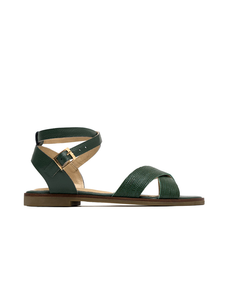Sandalia plana para mujer en cuero REF LRS819