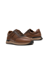 Zapato deportivo de cuero para hombre color miel