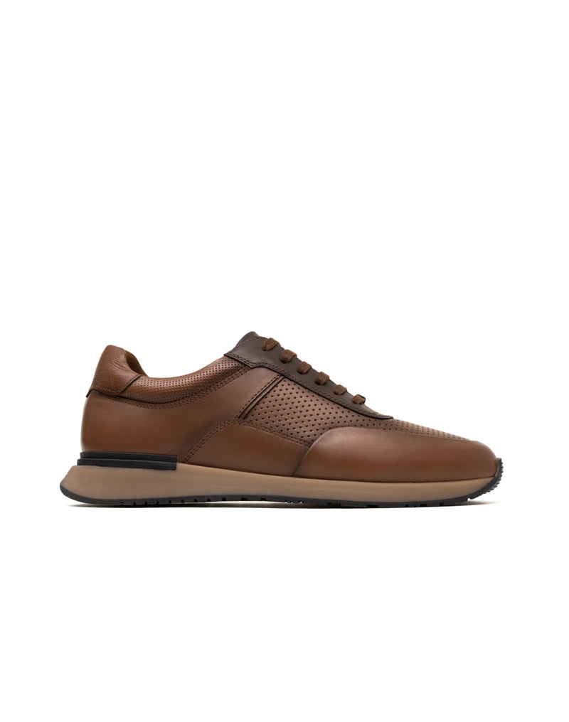Zapato deportivo de cuero para hombre color miel