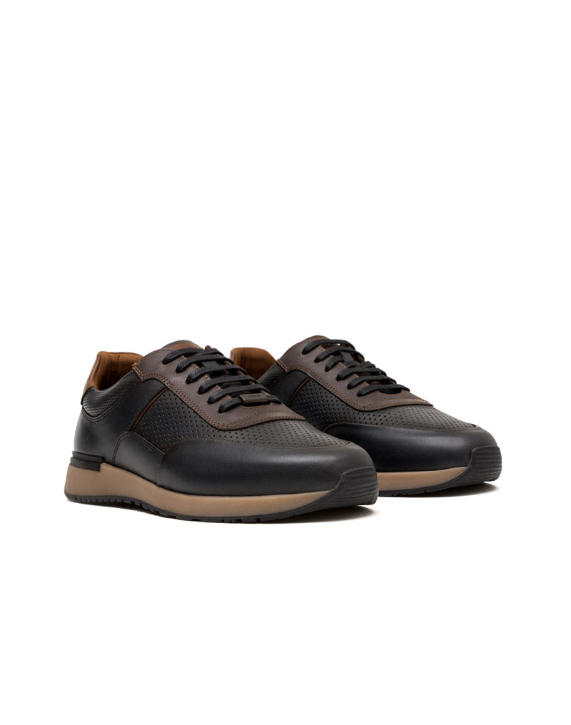 Zapato deportivo de cuero para hombre color negro