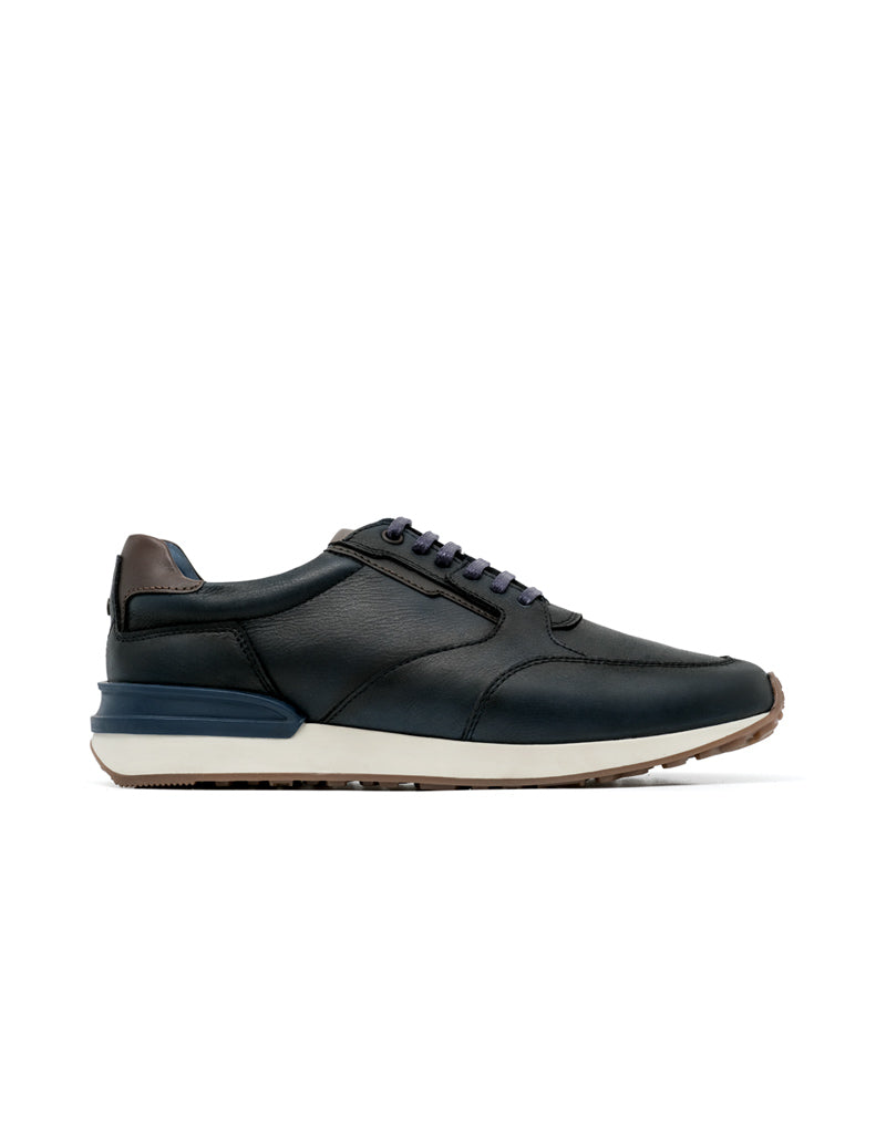 Zapato deportivo de cuero y apliques al contraste para hombre en color Azul