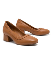 Zapato cerrado tacón medio para oficina en cuero REF MTD1691BS